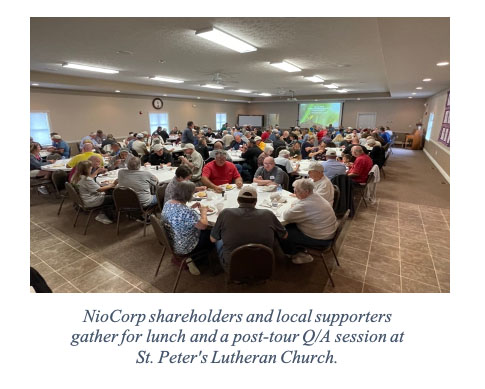 NioCorp shareholders and local supporters gather for lunch and a post-tour Q/A session at St. Peter's Lutheran Church.